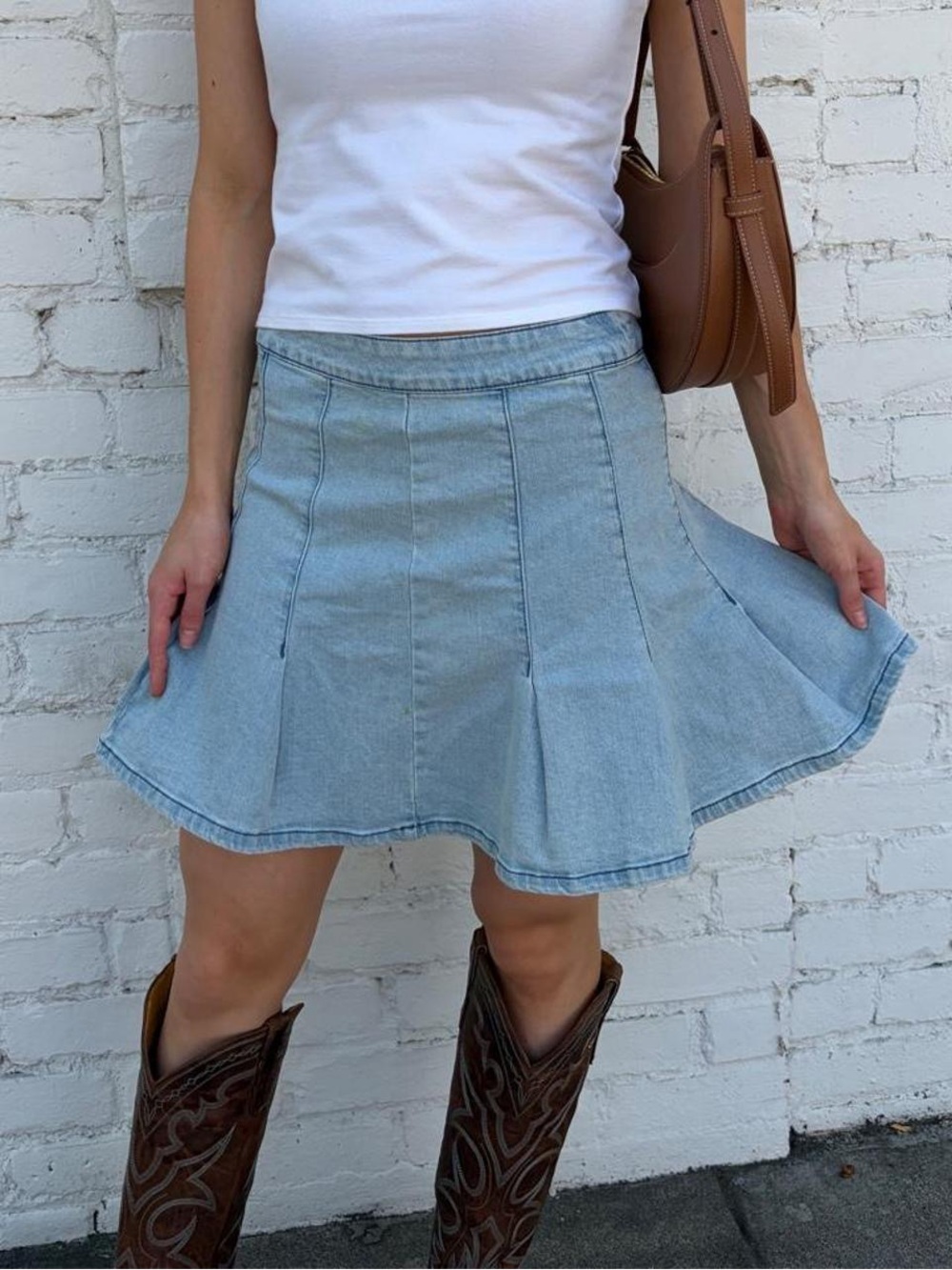 No Boundaries y2k light blue denim ruffled mini skirt fits like a sz 6 #boho #we - Picture 3 of 8